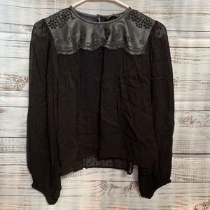 Zara Swiss Dot Top with Faux Leather Bib